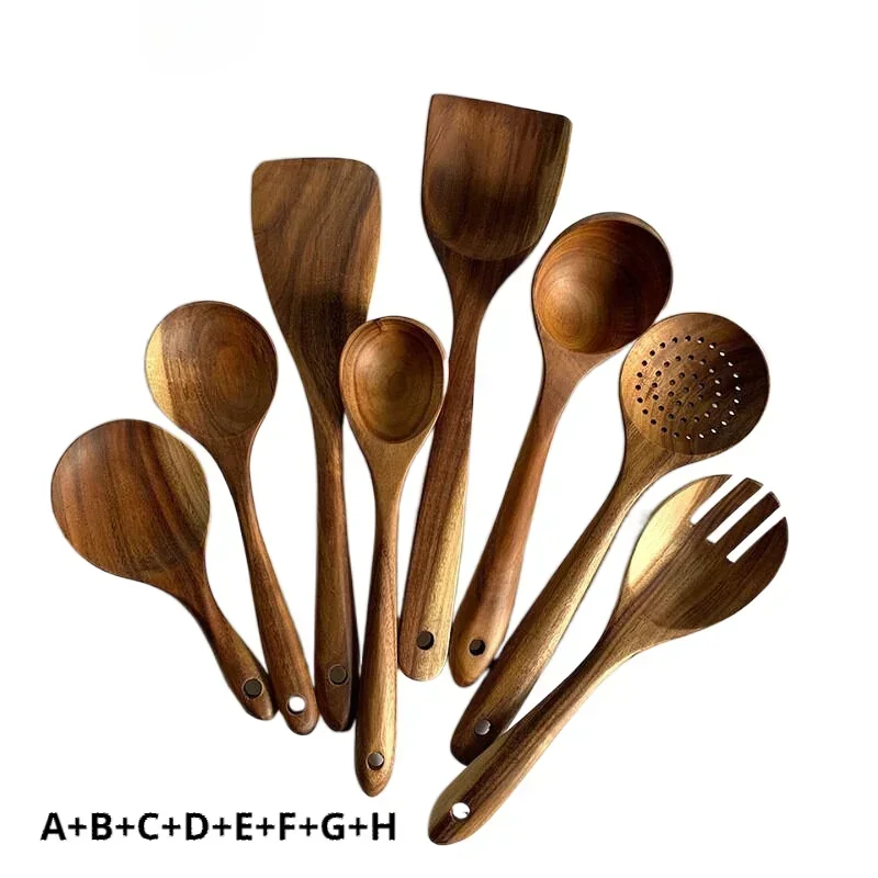 Wooden Spoon Natural Wooden Tableware Teak Wood Nanmu Super Long Cooking Spoon Kitchen Utensils for Cooking Kitchen Tools