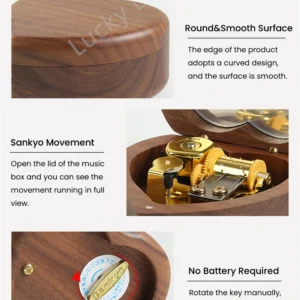 Wooden Heart Shaped Music Box Maple Wood 18 Tones Clockwork Musical Box Swan Lake Summer Moving Castle Birthday Gifts for Lovers