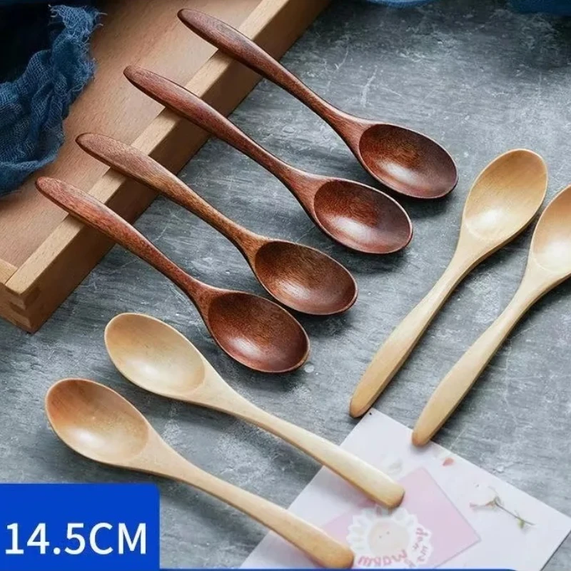 Sdb658d62025347d2a25413fdaa0d1da95.webp Wooden Spoon Wood Tableware Spoon Anti-Scald Tea Coffee Stirring Spoons Kitchen Cooking Utensil Tool Soup Teaspoon Cucharas 숟가락
