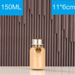 Glass Water Bottles Stainless Steel Leak Proof Lid Soda Lime  Reusable Drinking Bottle Sauce Jar Juice Beverage Container