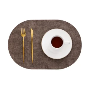 1/4/6pcs Decoration Oval Gift Placemats Heat Resistant Thick Faux Leather Non-Slip Table Mats Pad for Kitchen Coffee Dining Room