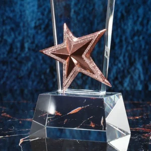 Customized Transparent Crystal Trophy, Gold Silver Copper, Five-Star, Excellent Staff Award, Home Decoration, 1Pc