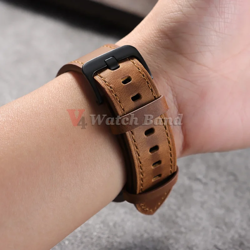 Sdc233647cda049c6a0b6a76a1e64ec9aL.webp Leather Watch Band Strap 18mm 20mm 22mm 24mm Sport Vintage Leather Men Women Watchband Stainless Steel Buckle Watch Accessories