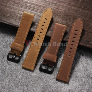 Sdcb06caed661488593ad4813b0ff4214I.webp Leather Watch Band Strap 18mm 20mm 22mm 24mm Sport Vintage Leather Men Women Watchband Stainless Steel Buckle Watch Accessories
