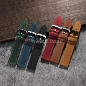 Sdcd81681f379436aa0e1cd4d3ce1c980F.webp Leather Watch Band Strap 18mm 20mm 22mm 24mm Sport Vintage Leather Men Women Watchband Stainless Steel Buckle Watch Accessories
