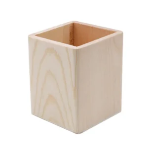 Pencil Holder Office Desk Wood Square/Round/Hexagon Pen Holder Pen Pot Cup Case Container Stationery Storage Organiser Supplies