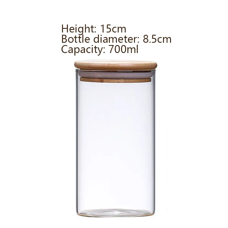 Glass Food Storage Jars with Airtight Bamboo Lid Food Container for Coffee Beans Tea Leaves Cookies Nuts Cereal Storage Canister