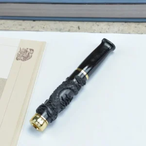 Double Filter Red Sandalwood Smoke Pipe Carved Dragon Mouth Real Wood Cleaning Friendly Compact And Durable Smoking Accessory