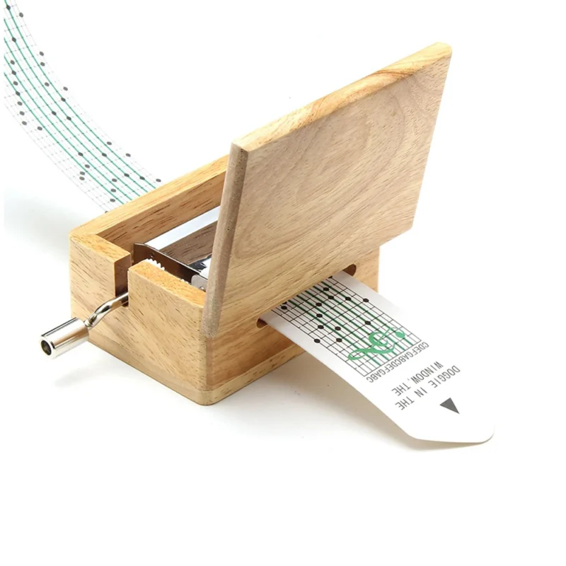 15 Tone Music Box DIY Hand-cranked Wooden Box With Hole Puncher 10pcs Paper Tapes Music Movements Box Paper Strip Home Decor