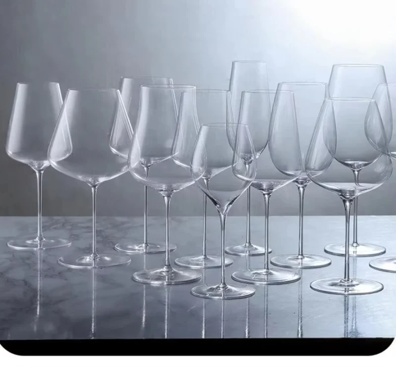 Ultra Thin Crystal Glass Goblet Sensory Oot-Bellied Red Wine Glass for Home Fine Stick Wine Burgundy Glass