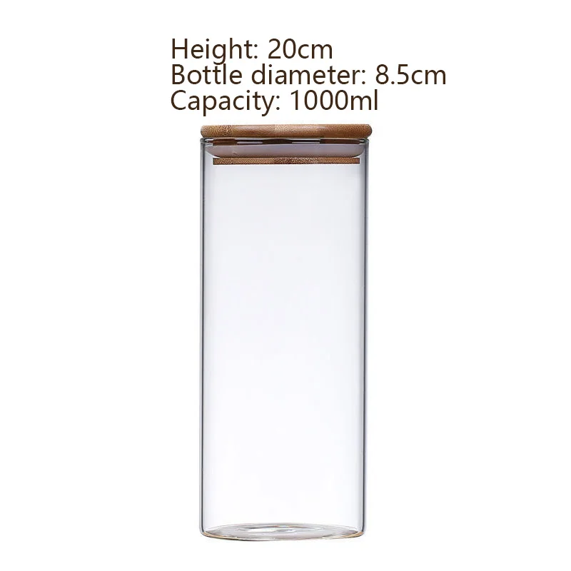 Glass Food Storage Jars with Airtight Bamboo Lid Food Container for Coffee Beans Tea Leaves Cookies Nuts Cereal Storage Canister