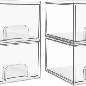 Se6ccc17676cc482b84cf3978fa25404bm.webp Household2-3-4Pack of Transparent Stackable Storage Boxes Drawer-Type Bathroom Makeup Room Kitchen Storage Organizer Plastic Box