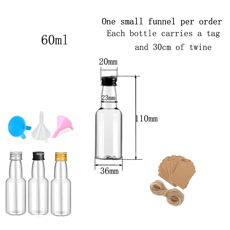 10PCS 30ML-150ML Portable Plastic Mini Liquor Bottle Juice Bottles Reusable Drink Container For Favors Weddings Parties Favors