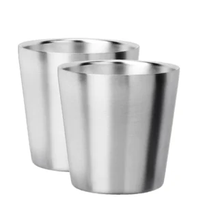 Stainless Steel Cups 6oz Set of 2 Metal Drinking Cups 10oz Stackable Double Wall 304 Metal Insulated Drinking Cup for Home Party