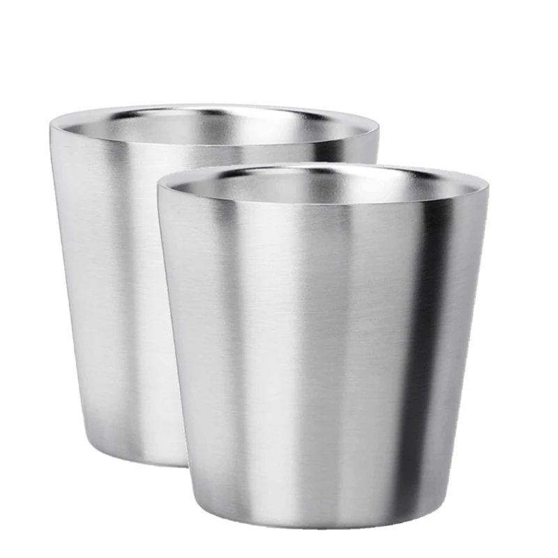 Stainless Steel Cups 6oz Set of 2 Metal Drinking Cups 10oz Stackable Double Wall 304 Metal Insulated Drinking Cup for Home Party