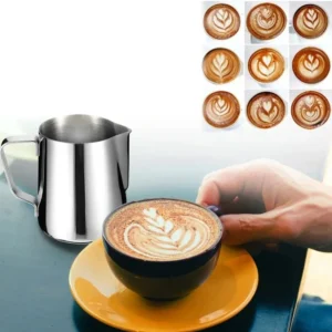 350ml Stainless Steel Milk Frother with Latte Art Needle Espresso Measuring Cup 304Stainless Steel Milk Pitcher Barista Tool Mug