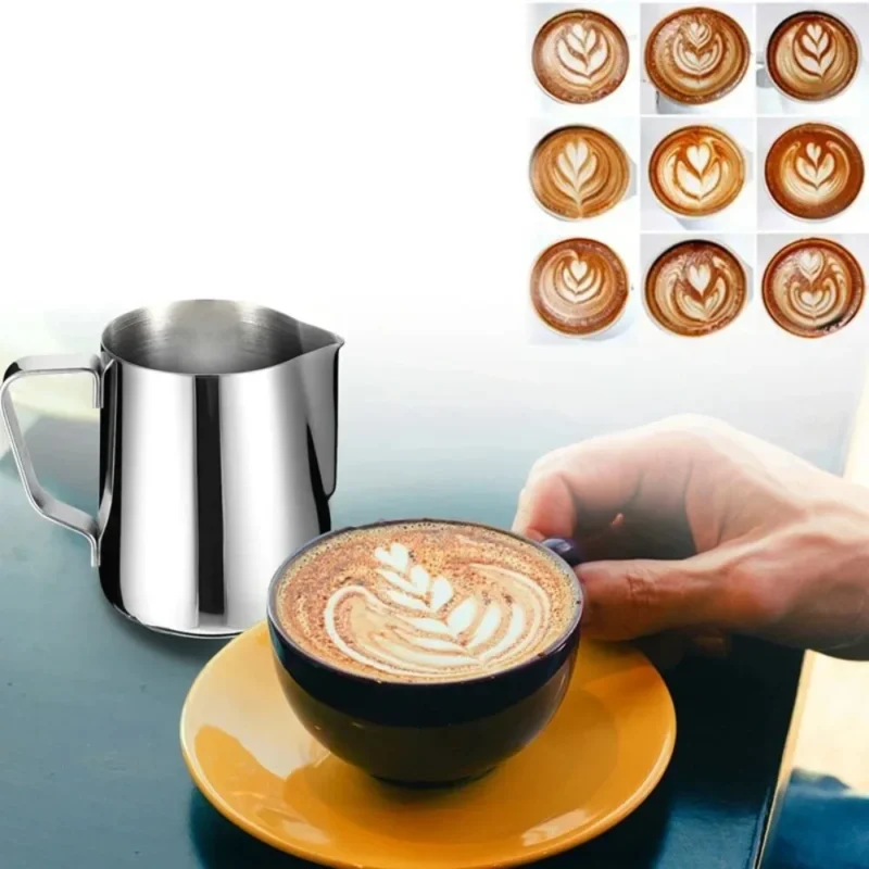 350ml Stainless Steel Milk Frother with Latte Art Needle Espresso Measuring Cup 304Stainless Steel Milk Pitcher Barista Tool Mug