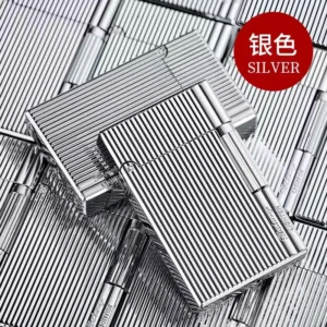 Metal Stripe Loud Lighter Unusual Lighters Cigarette Lighter Creative Wheel Lighter Butane Gas Lighter Open Fire Square Lighter