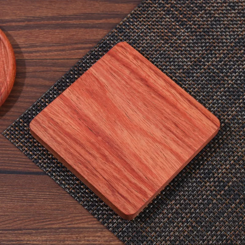 8.8cm Walnut Wood Coasters for Glasses Mugs, Round Square Wooden Cup Mat Durable Tea Coffee Cup Pad Placemats
