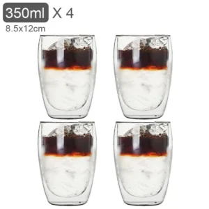 Double Wall Glass Cup Heat Insulation Transparent Handmade Tea Drink Cups MINI Whisky glasses Espresso Coffee Mug set 250-450ml