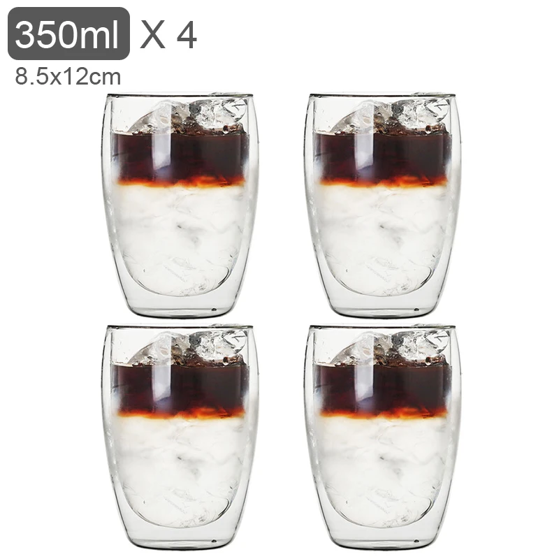 Double Wall Glass Cup Heat Insulation Transparent Handmade Tea Drink Cups MINI Whisky glasses Espresso Coffee Mug set 250-450ml