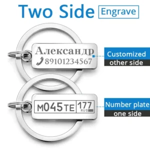 Sec87c5e89ad14fc3902f235acf07f7f2D.webp Customized Engraved Keychain for Car Logo Plate Number Name Personalized Keyring Key Chain Holder P009