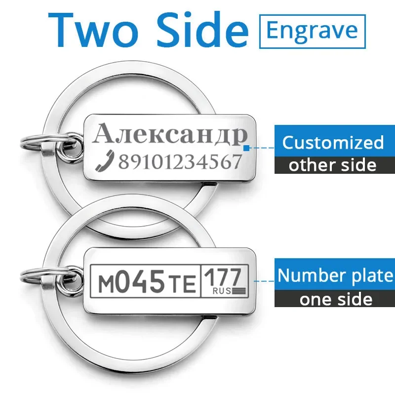 Sec87c5e89ad14fc3902f235acf07f7f2D.webp Customized Engraved Keychain for Car Logo Plate Number Name Personalized Keyring Key Chain Holder P009