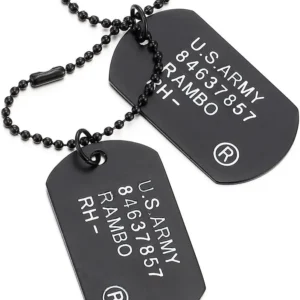 Classic 2Pcs Mens Military Army Dog Tag Pendant Necklace for Men Dad Husband with Bead Chain Christmas Birthday Jewelry Gifts