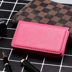 1pc PU Leather Business Card Holder With Magnetic Buckle Slim Pocket Name Card Holder Large Capacity Portable Credit Card Case
