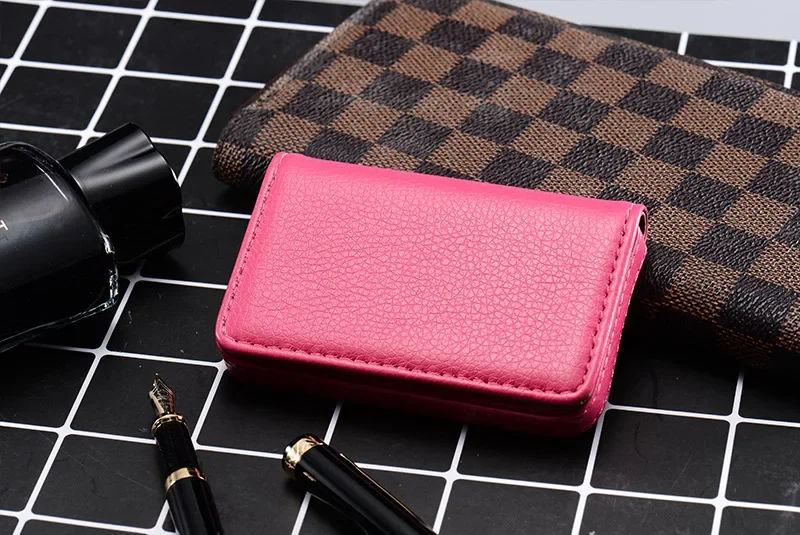 1pc PU Leather Business Card Holder With Magnetic Buckle Slim Pocket Name Card Holder Large Capacity Portable Credit Card Case