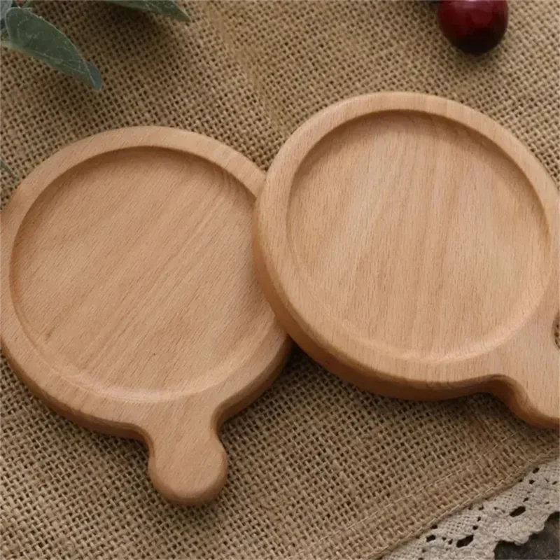 1PCS Solid Walnut Wood Coaster Round Square Beech Wood Cup Mat Durable Heat Resistant Tea Coffee Cup Pad Placemats 8.8cm/3.46in
