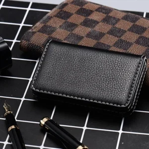 1pc PU Leather Business Card Holder With Magnetic Buckle Slim Pocket Name Card Holder Large Capacity Portable Credit Card Case