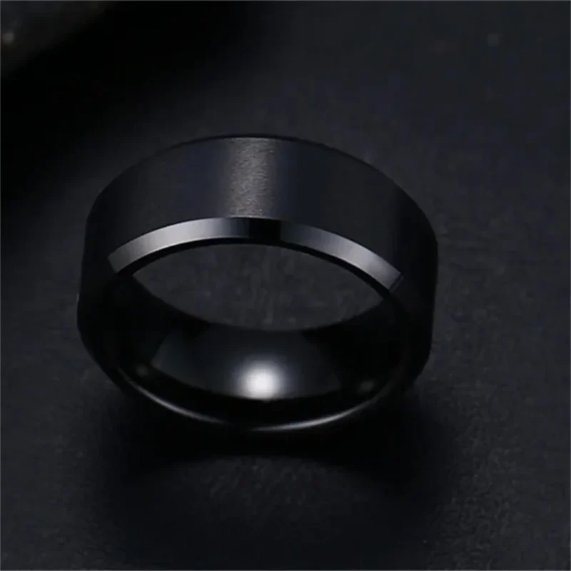 Seff89d555161441c94ff2ee128fa67bev.webp Charm Jewelry Ring for Men Women Stainless Steel Black Rings Wedding Engagement Band Quality Matte Male Jewelry