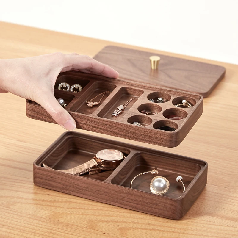 Wooden Jewelry Storage Box Earring Necklace Jewelry Organizer Box Bracelet Ring Necklace Watch Boxes Vintage Display Holder