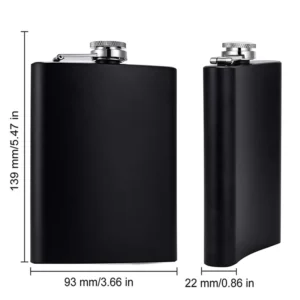 LMETJMA Matte Black Hip Flask for Liquor Stainless Steel Leak proof with Funnel Flask set Drinking Whiskey Flask KC0454