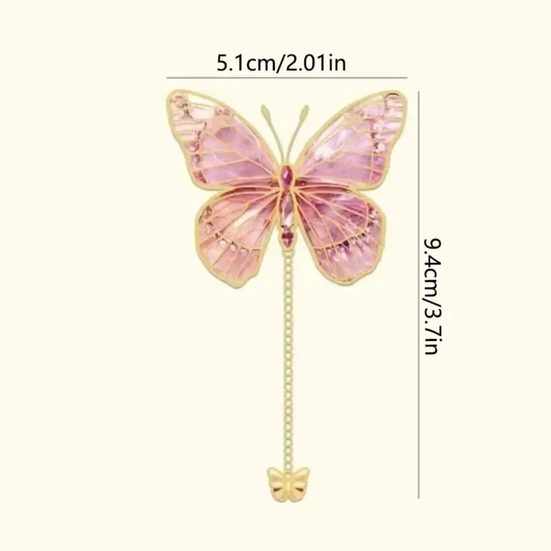 Mini Cute Butterfly Metal Bookmark With Chain And Gold Foil Design, Butterfly Book Page Holder, Vintage Bookmark To Aid Reading