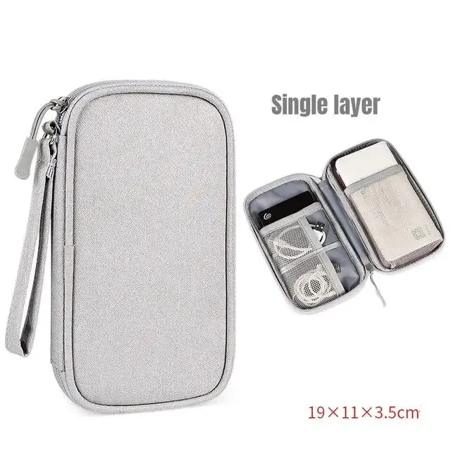 1Pc NEW Travel Organizer Bag Cable Storage Organizers Pouch Carry Case Portable Waterproof Double Layers Storage Bags Cable Cord