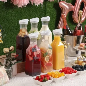 1500mlPlasticJuice WaterBottle with Leak proofCap Round/Square Juice Container Large Capacity Water Bottle for Cold Drinks/Juice