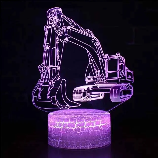 Car,Truck,Tractor,Excavator 3D Night Light LED Touch Illusion Table Lamp Baby Bedroom Decor Gift Lamps for Christmas Birthday