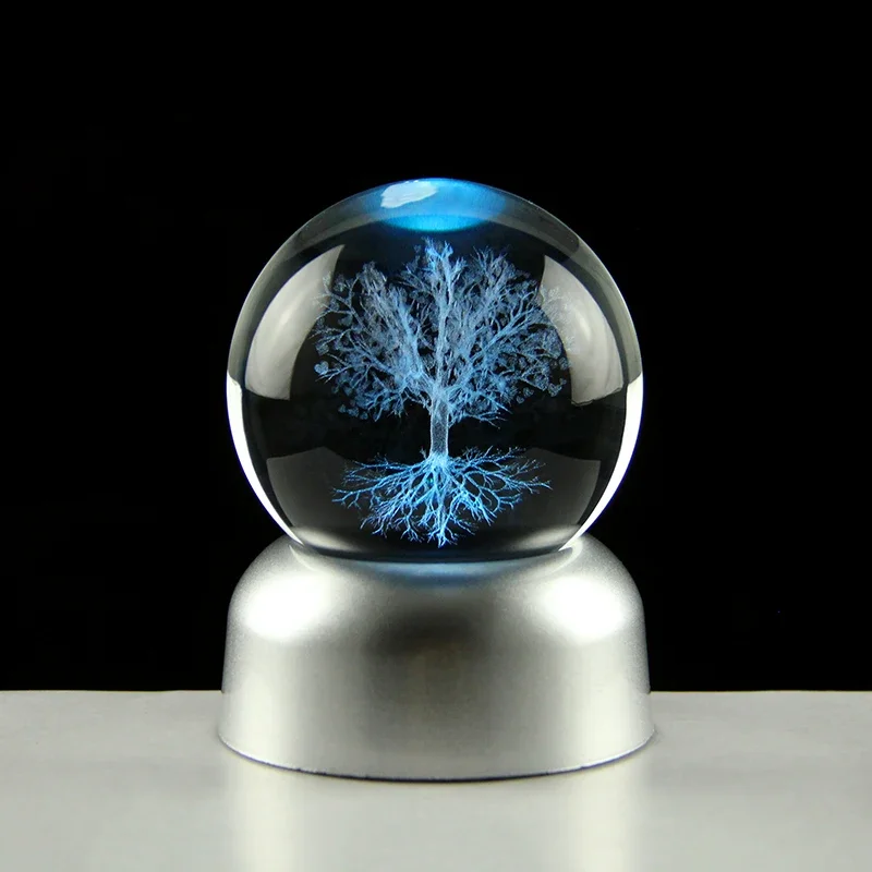 Tree of life Crystal Ball 3D laser engraved Model Glass Sphere Plant Life Tree Gift Souvenir Globe Home Decoration