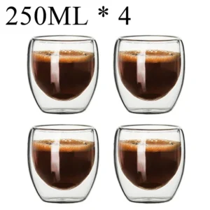 Double Wall Glass Cup Heat Insulation Transparent Handmade Tea Drink Cups MINI Whisky glasses Espresso Coffee Mug set 250-450ml