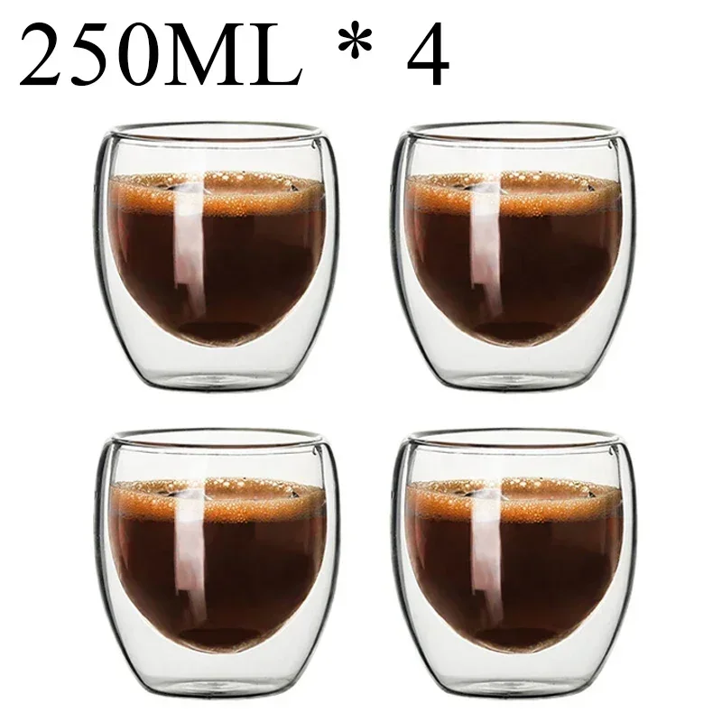 Double Wall Glass Cup Heat Insulation Transparent Handmade Tea Drink Cups MINI Whisky glasses Espresso Coffee Mug set 250-450ml