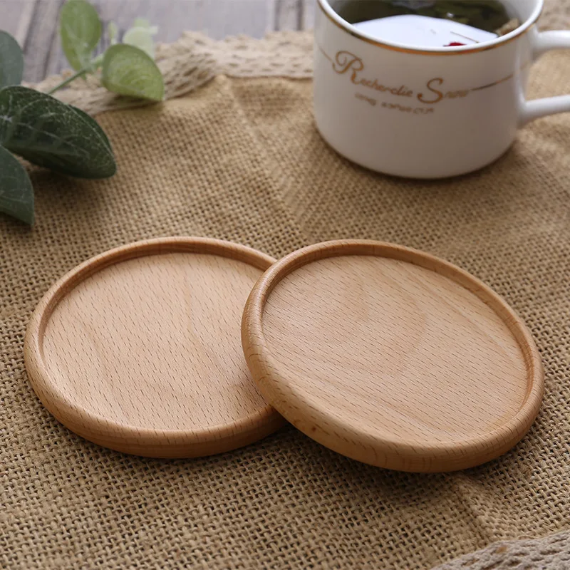 1PCS Solid Walnut Wood Coaster Round Square Beech Wood Cup Mat Durable Heat Resistant Tea Coffee Cup Pad Placemats 8.8cm/3.46in