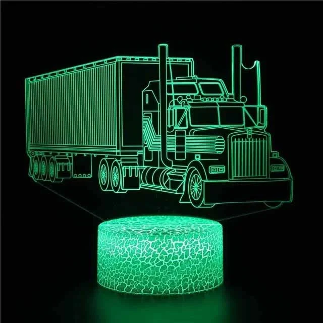 Car,Truck,Tractor,Excavator 3D Night Light LED Touch Illusion Table Lamp Baby Bedroom Decor Gift Lamps for Christmas Birthday