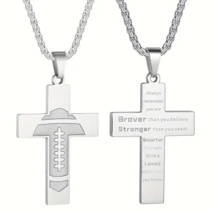 1PC Male Stainless Steel Necklace Man Rugby Baseball Necklaces for Men Basketball Soccer Cross Necklace Men Accessories Jewelry