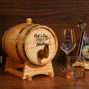 3L Wooden Whiskey Barrel with Stand Bung and Spigot Wine Barrel Whiskey Barrel Dispenser for Cocktails Bourbon Rum Tequila Beer
