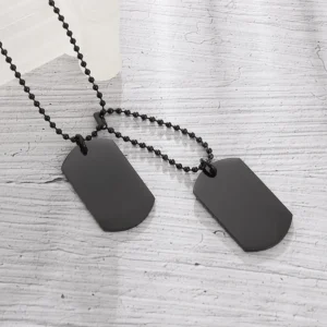 Men's Rectangular Double Dog Tag Stainless Steel Military Id Tag Pendant Titanium Steel Necklace Army Male Jewelry