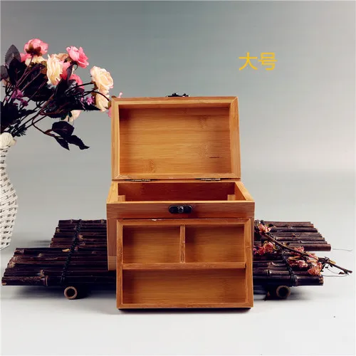 Bamboo Craft Princess Korean Bamboo Jewelry Box Wooden Jewelry Storage Box Small Collection Box Gift Box WF
