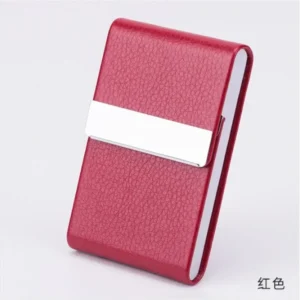 Men Postcard Box Business Multifunction Card Holder Case PU Leather Metal Pocket Holder with Magnetic Shut Cigarette Wallet Case