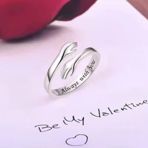 Zinc Alloy Open Mouth Hands Hug Ring Adjustable Love You Forever Lover Ring